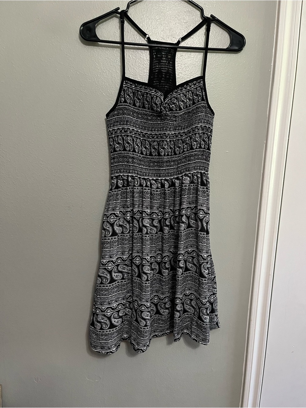 Xhilaration Black and White Paisley Halter Mini Dress